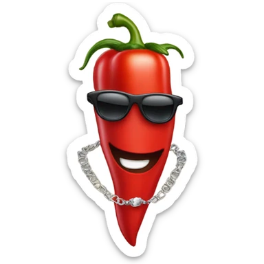 Red pepper with Mantel and sunglasses and necklace sticker