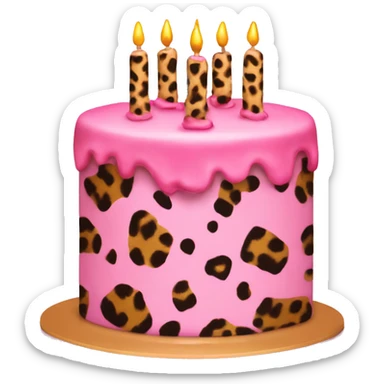 Pink Birthday cake with Leopard Print  sticker