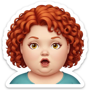 Obese girl with red curly hair and she looks crazy sticker