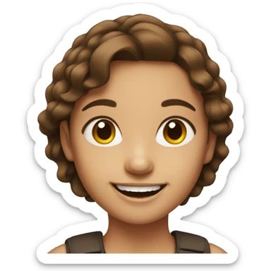 smiling girl portrait with brown hair sticker