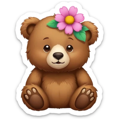 Bear with a flower on head sticker