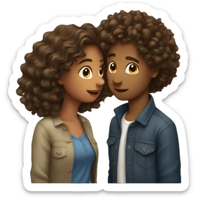 couple kissing one with curly hair and one with wavy hair sticker