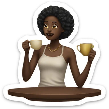 Black girl gossip over tea sticker
