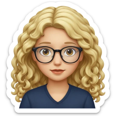 blond girl with glasses long curly hair sticker