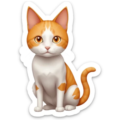 full body of tiny + skinny ginger and white cat with deep orange eyes and triangular shaped face sticker