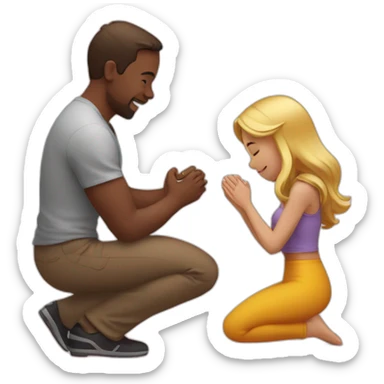 Kneel down propose with a ring to a girl sticker
