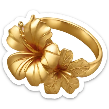 gold hibiscus ring sticker