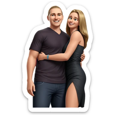 happy couple sharing a hug sticker