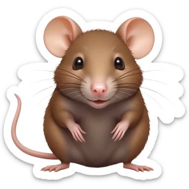 Cinematic Cute Brown Rat Portrait Emoji, Head tilted playfully and inquisitively, with a compact, nimble build and a glossy brown coat accentuated by a twitching nose and round, sparkling eyes full of curiosity, Simplified yet irresistibly adorable features, highly detailed, glowing with a warm, friendly glow, high shine, affectionate and clever, stylized with a touch of urban whimsy, soft glowing outline, capturing the essence of a mischievous yet loving rat that feels like it could dart out of the screen into your arms! sticker
