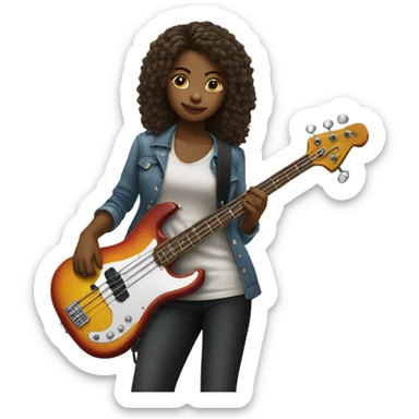 Teenage girl playing bass guitar sticker