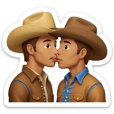 close up of two men cowboys kissing sticker