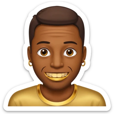 Guy showing his grills sticker