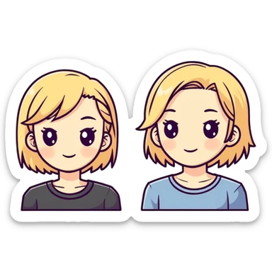 Two girls with dirty blonde hair sticker