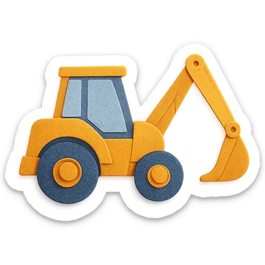 paper craft style backhoe loader sticker