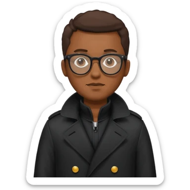 black man in black trenchcoat and glasses sticker