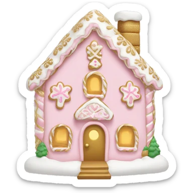 light pink and gold and white gingerbread house sticker