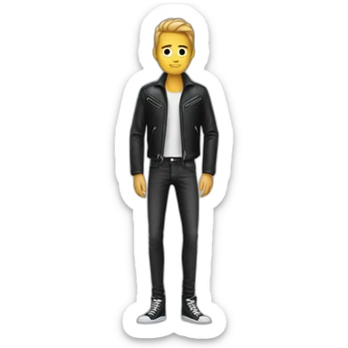 Skinny guy with long arms and legs and wearing a leather jacket sticker