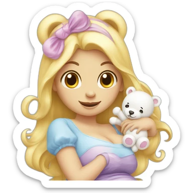 Women pregnant with a dress with care bears toon on it sticker