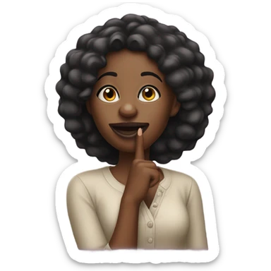 a black girl with index finger over lips saying shhh  sticker