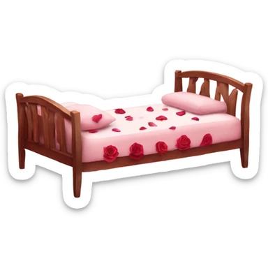 Valentine’s Day bed with rose petals sticker