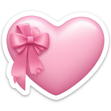 Light pink heart with small pink bow  sticker