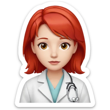doctor with red hairclips sticker