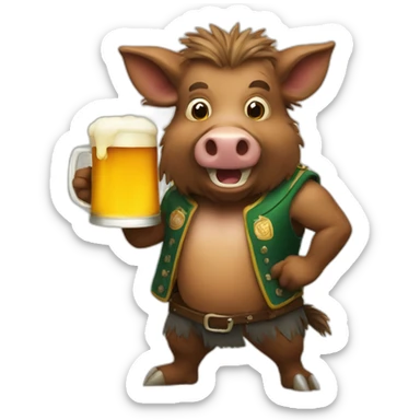 boar with beer sticker