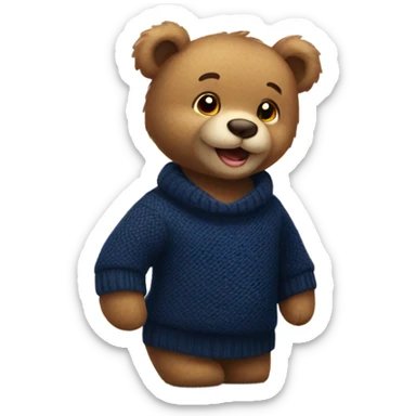Handsome happy teddy bear wearing a nave blue sweater sticker