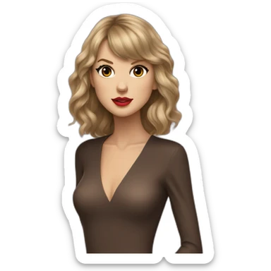 Taylor Swift `with a brown dress and a look lost in the void sticker