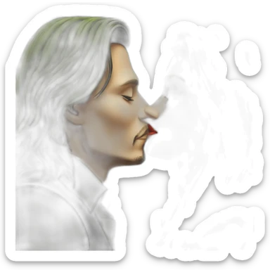Johnny Depp kissing blond woman with green eyes amd very very very long hair sticker