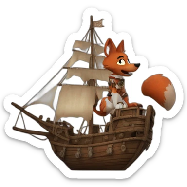 Foxy from Fnaf on a pirate ship ￼￼ sticker