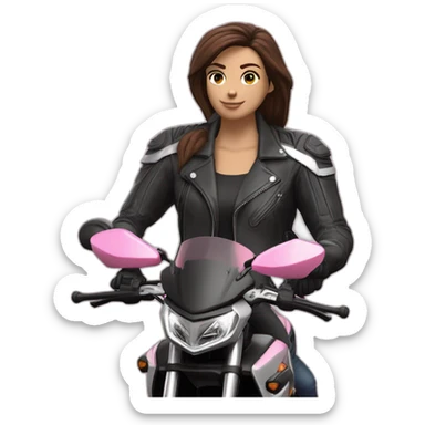 Moto benelli trk 502X rosa piloto mujer y hombre detrás sticker