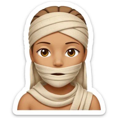 The mummy girl with her mouth closed sticker