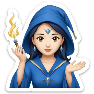 Sexy Asian Ravenclaw priestess casting a spell sticker