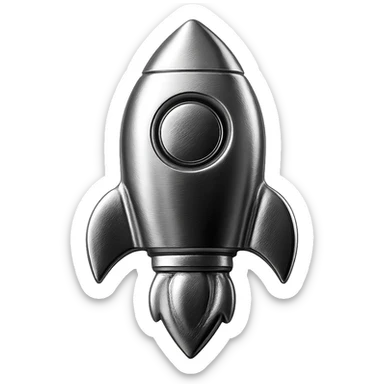 icon of a rocket with reflective metallic chrome finish sticker