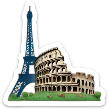 Roman Colosseum in Rome and the Eiffel Tower in Paris sticker