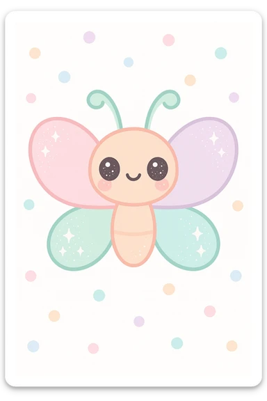 butterfly with glittery wings, girly aesthetic, cute kawaii style sticker