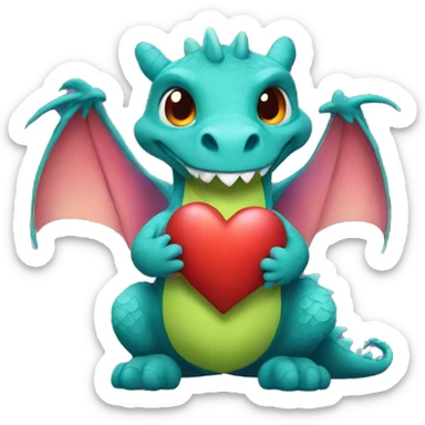Dragon holding a heart  sticker