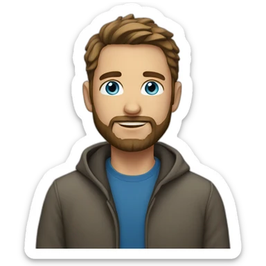 35 year old man with beard and blue eyes sticker