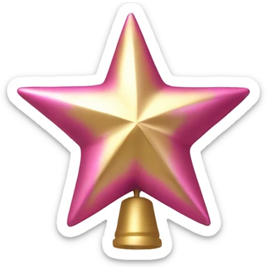 Realistic isolated gold and pink metallic star christmas tree topper. sticker