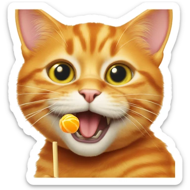 Orange cat that is licking a lollipop  sticker