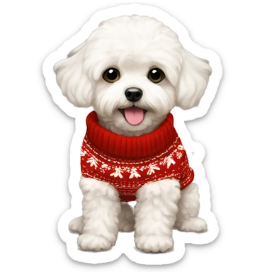 cute maltipoo in a christmas sweater  sticker