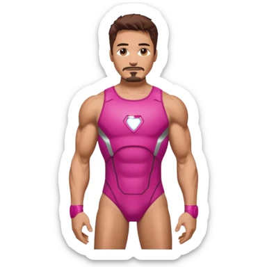 HOMEM DE FERRO from Marvel in a bright PINK swimsuit sticker