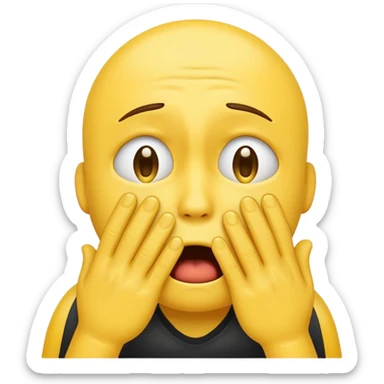 A shocked emoji cryying with his hand sticker