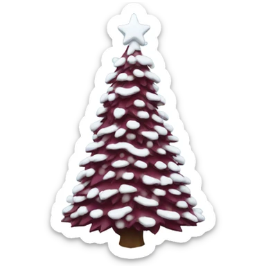 Snowy burgundy Christmas tree sticker