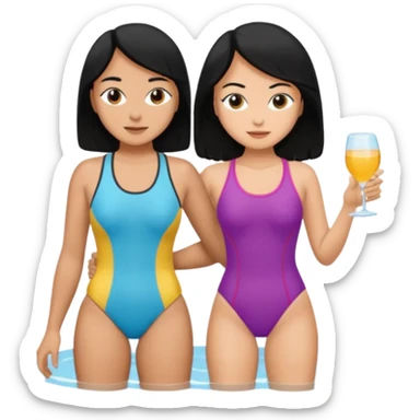 ligh skin black hair man and ligh skin black hair woman swin suit sticker