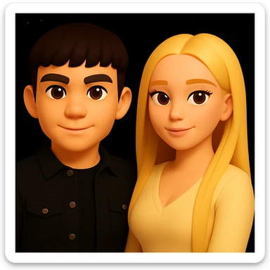 Slightly spread the people apart to create a bit more space between them, while preserving the original style and proportions of the image. sticker