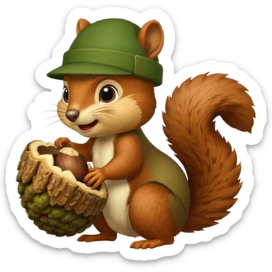 Squirrel bite giant acorn sticker