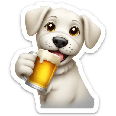 Drunk cute dog with Beer sticker
