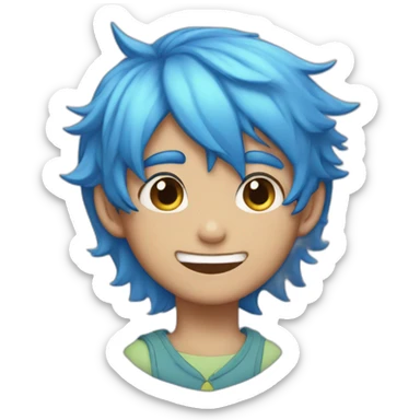 blushing blue haired catboy sticker